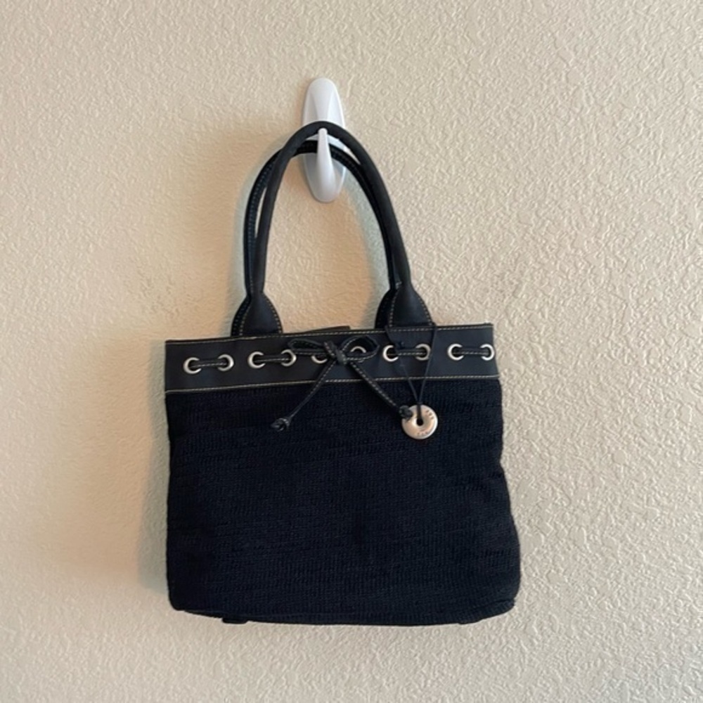 The SAK 90's Knit Small Black Hand Bag Bow Detail Magnetic Closure Retro